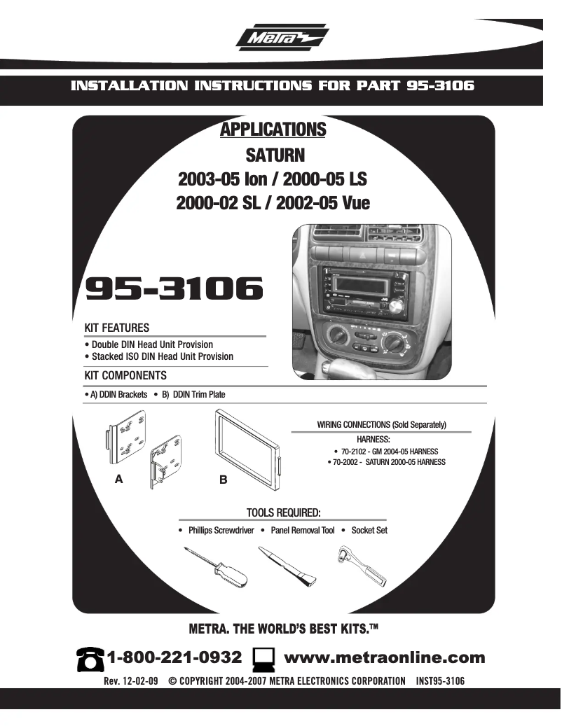 Page n°1 - Guide d'installation Metra 95-3106