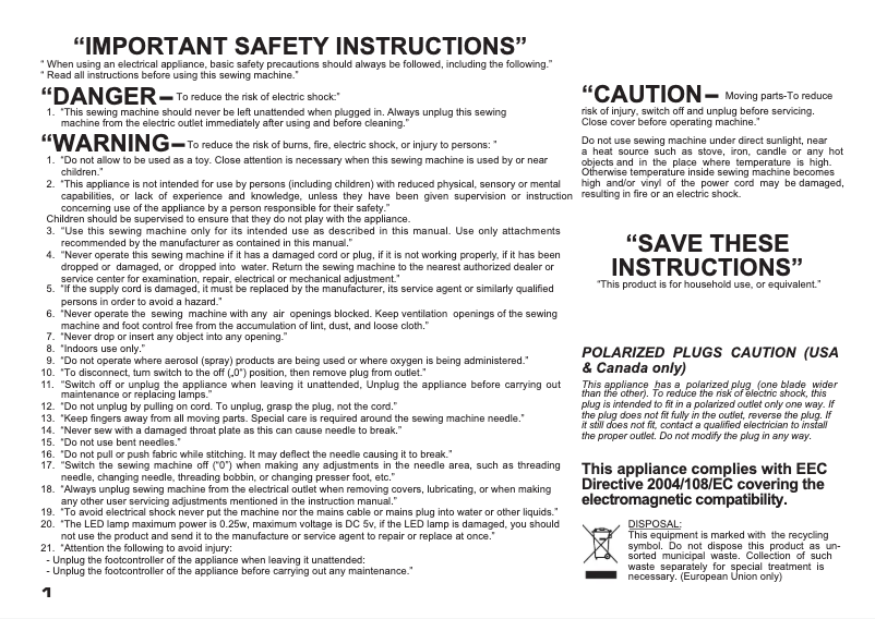 Page 1 de la notice Manuel utilisateur Juki HZL-27Z