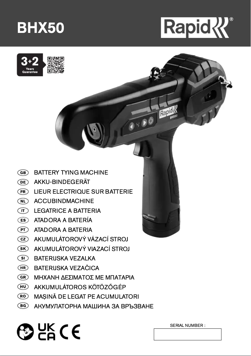Page 1 de la notice Manuel utilisateur Rapid BHX50