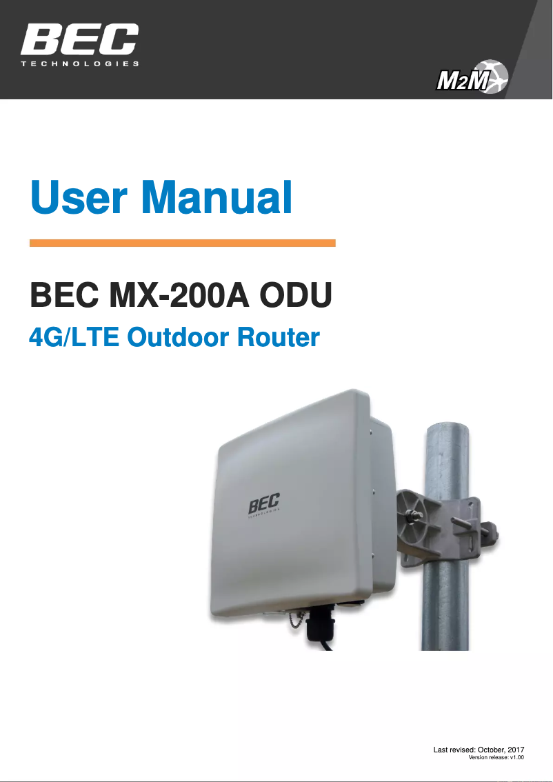 Page n°1 - Manuel utilisateur BEC Technologies MX-200A ODU