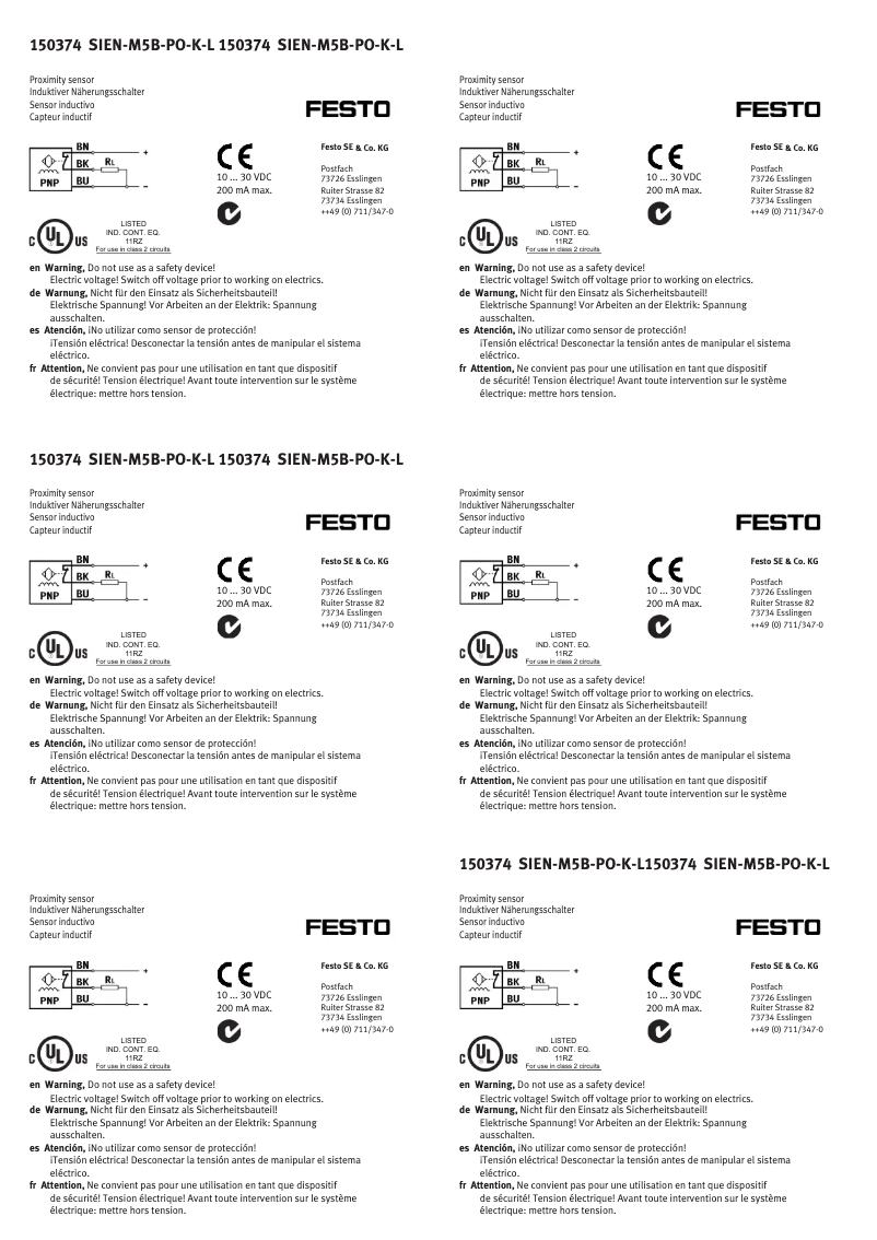 Page 1 de la notice Manuel utilisateur Festo SIEN-M5B-PO-K-L
