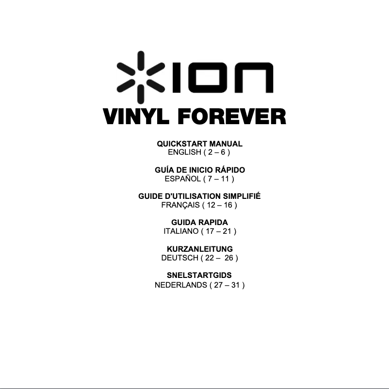 Page 1 de la notice Manuel utilisateur ION Vinyl Forever