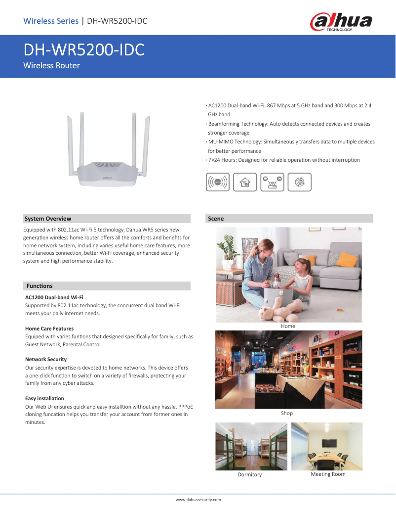 Page 1 de la notice Fiche technique Dahua Technology WR5200-IDC