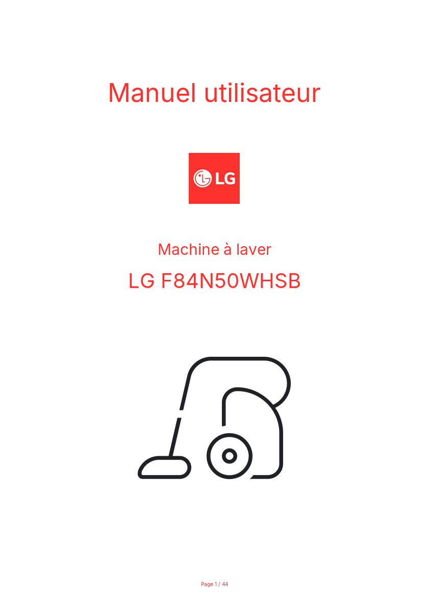 Page n°1 - Manuel utilisateur LG F84N50WHSB