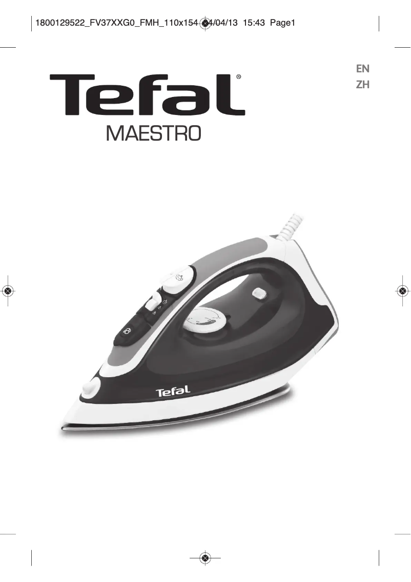Page 1 de la notice Manuel utilisateur Tefal Maestro FV3764
