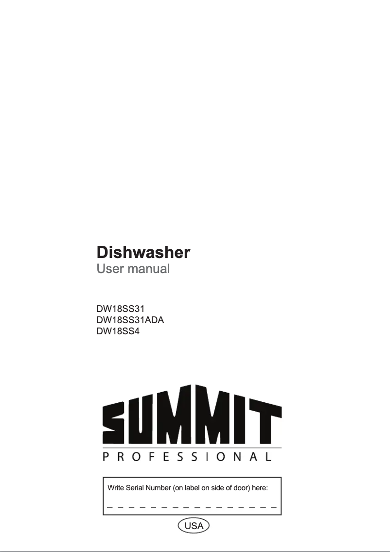 Page n°1 - Manuel utilisateur Summit DW18SS4ADA