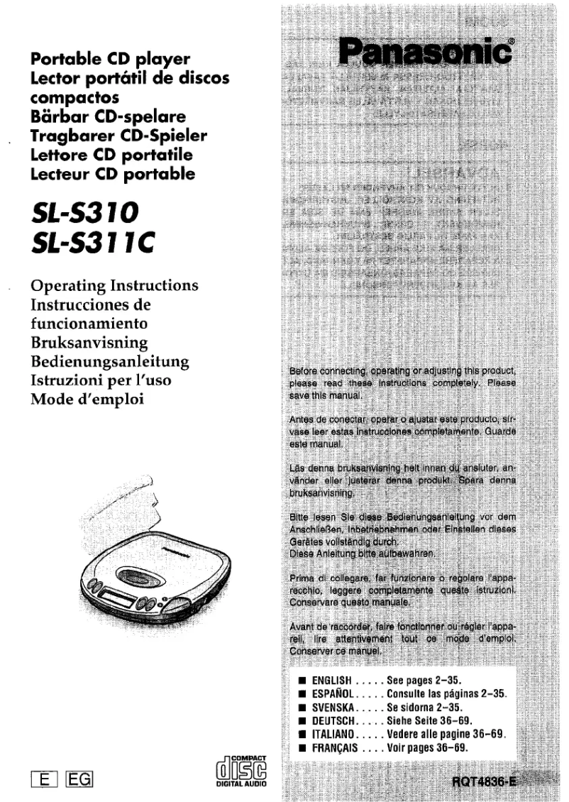Page n°1 - Manuel utilisateur Panasonic SL-S311