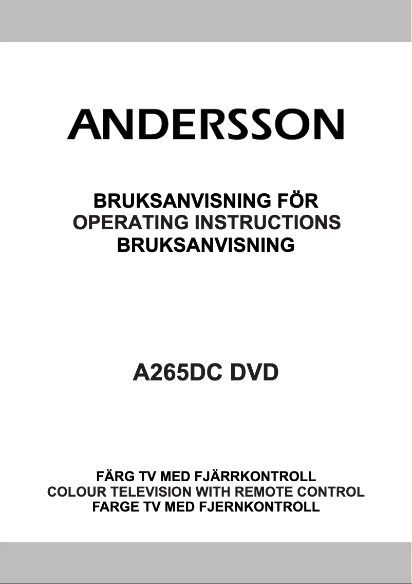 Page n°1 - Manuel utilisateur Andersson A265DC DVD
