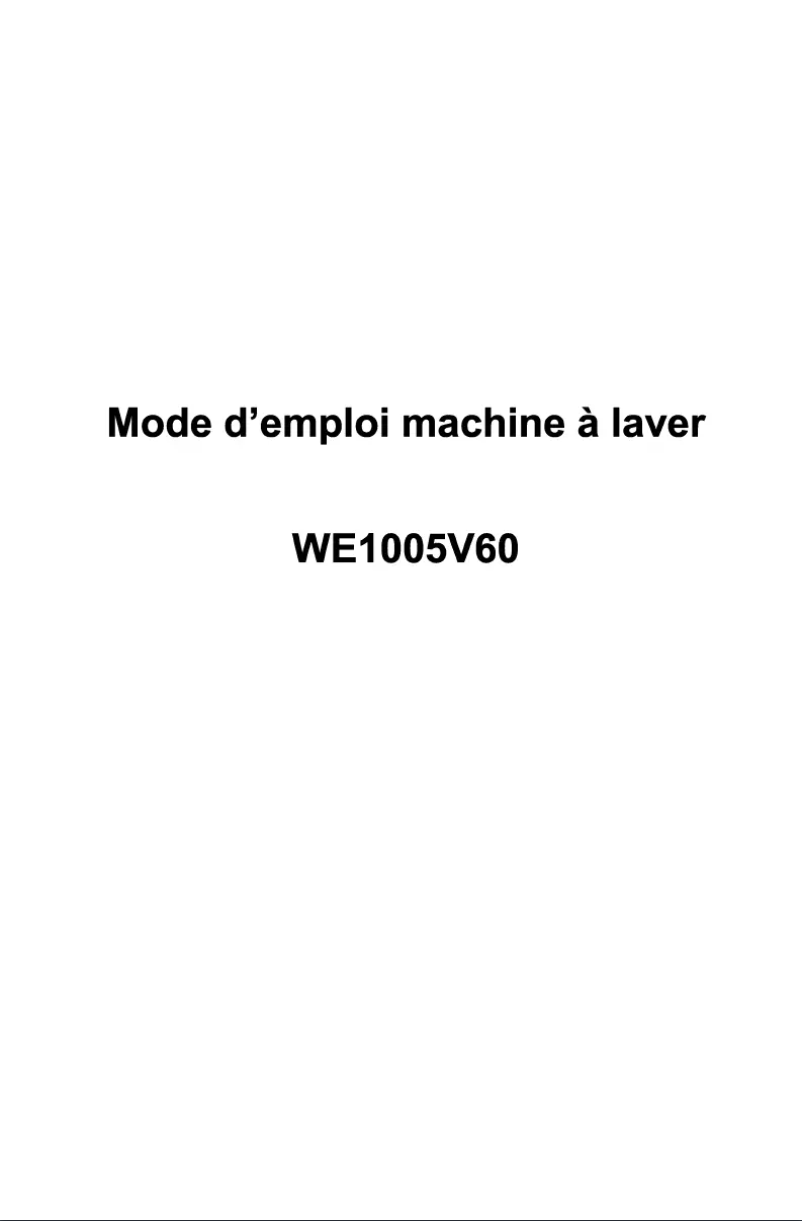 Page n°1 - Manuel utilisateur Welco WE1005V60