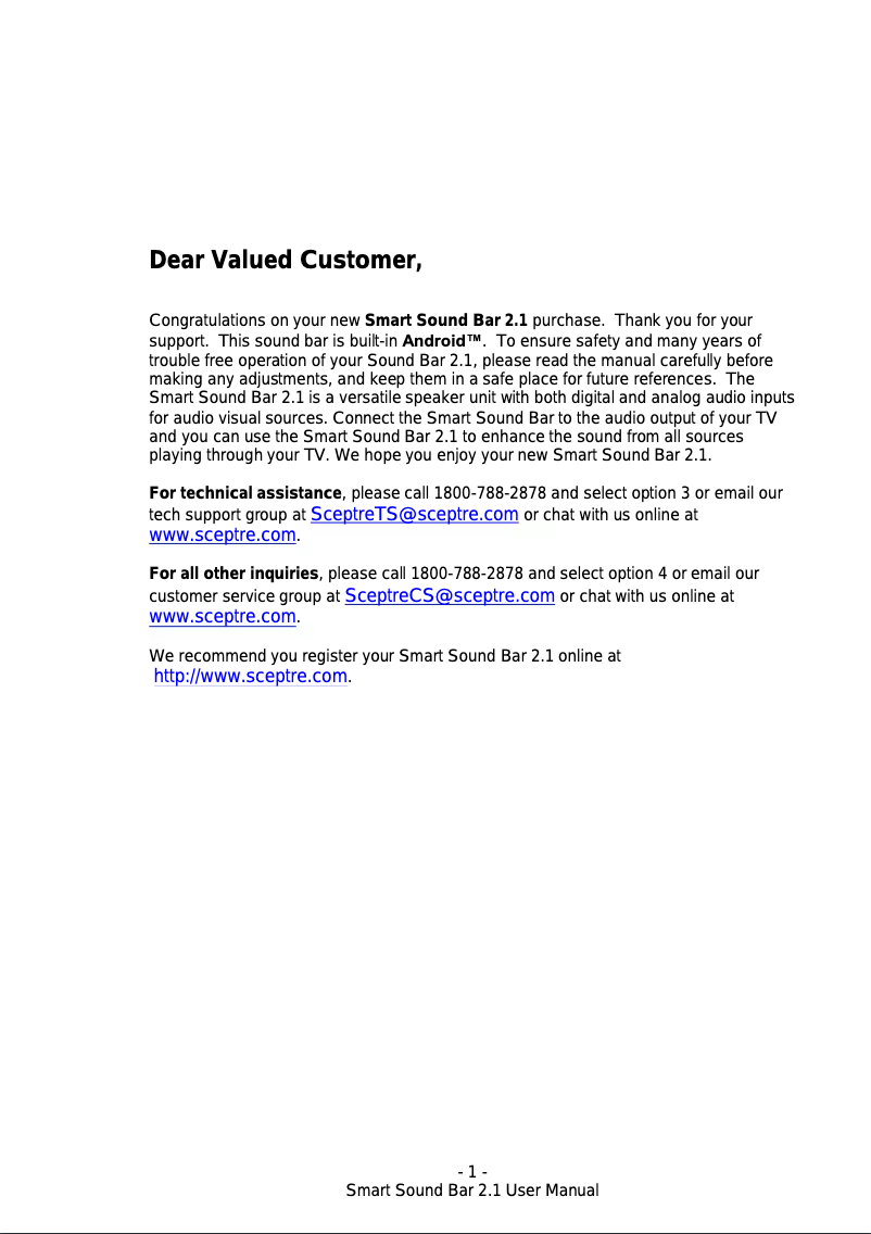 Page n°1 - Manuel utilisateur Sceptre SB301524