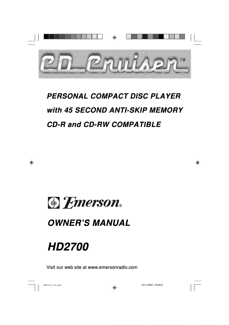 Image de la première page du manuel de l'appareil HD2700