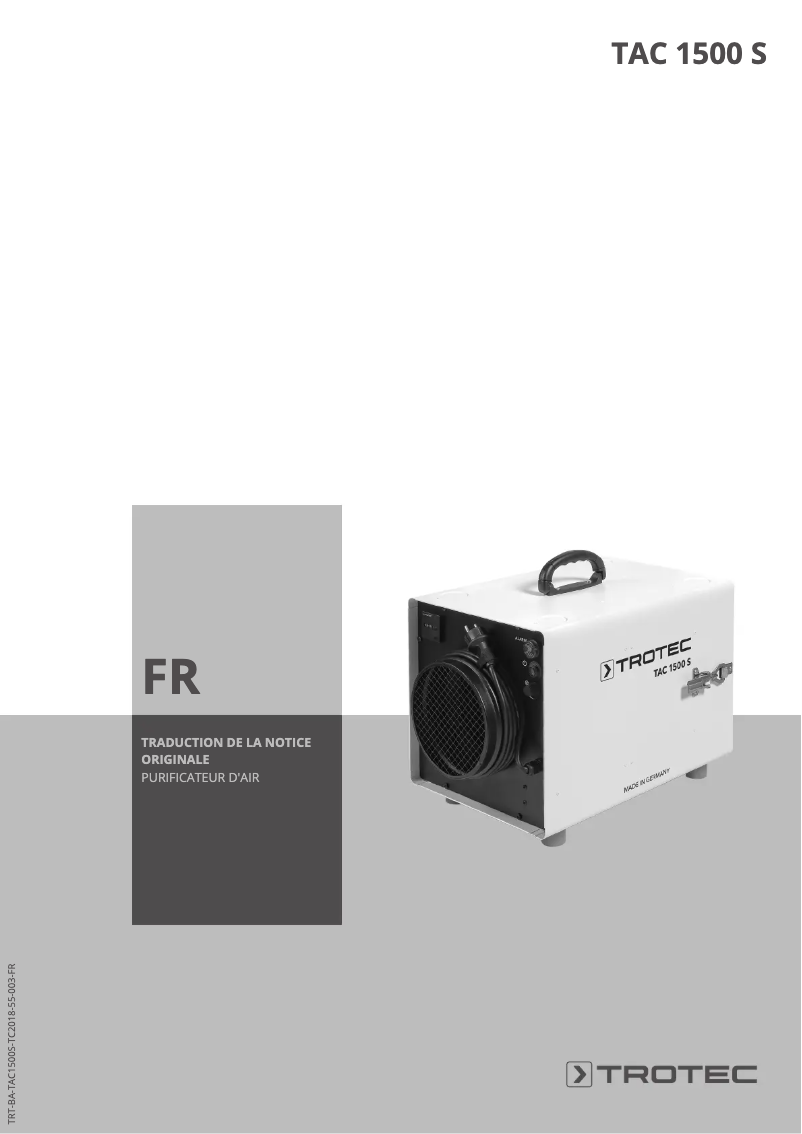Page n°1 - Manuel utilisateur Trotec TAC 1500 S