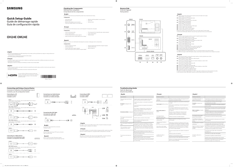 Page n°1 - Guide d'installation Samsung OM24E
