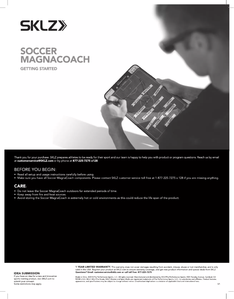 Page n°1 - Manuel utilisateur SKLZ MAG-SOC-001