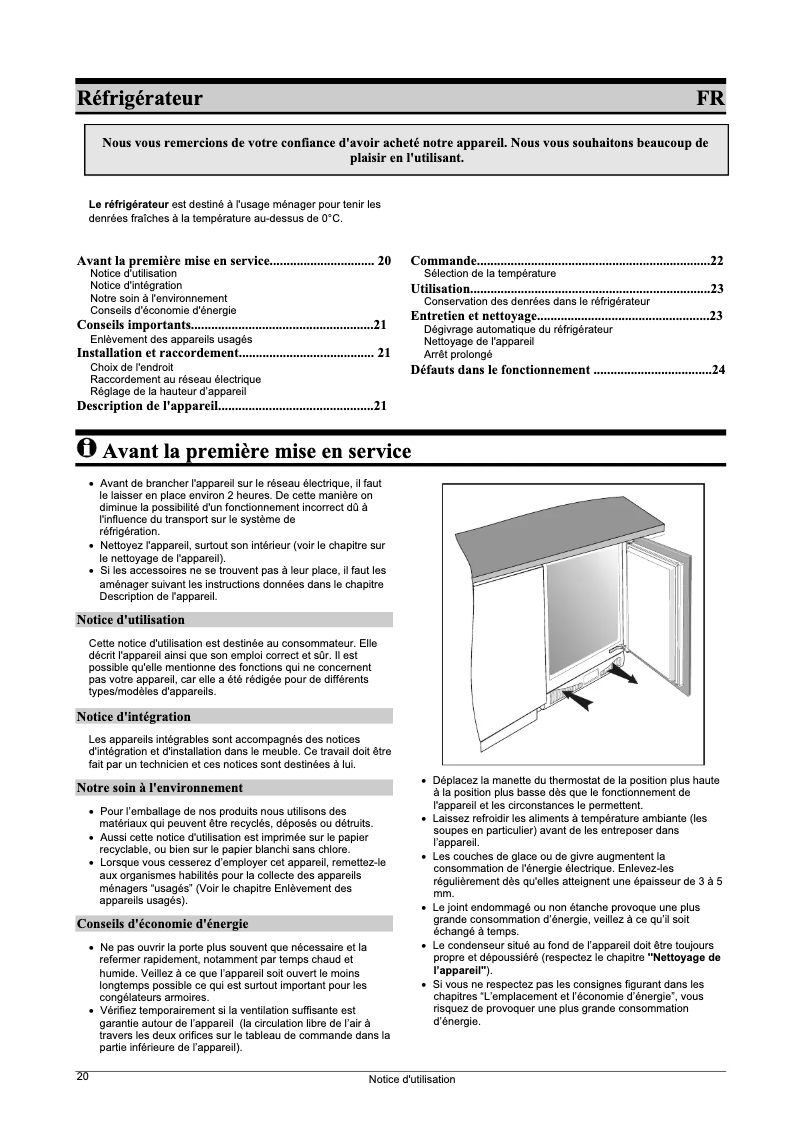 Page 1 de la notice Manuel utilisateur Smeg FL144A
