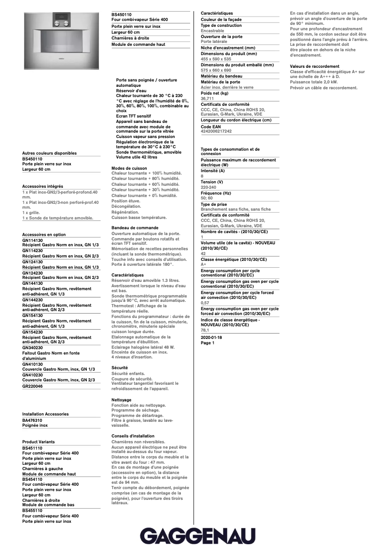 Imagen de la primera página del manual del dispositivo BS450110