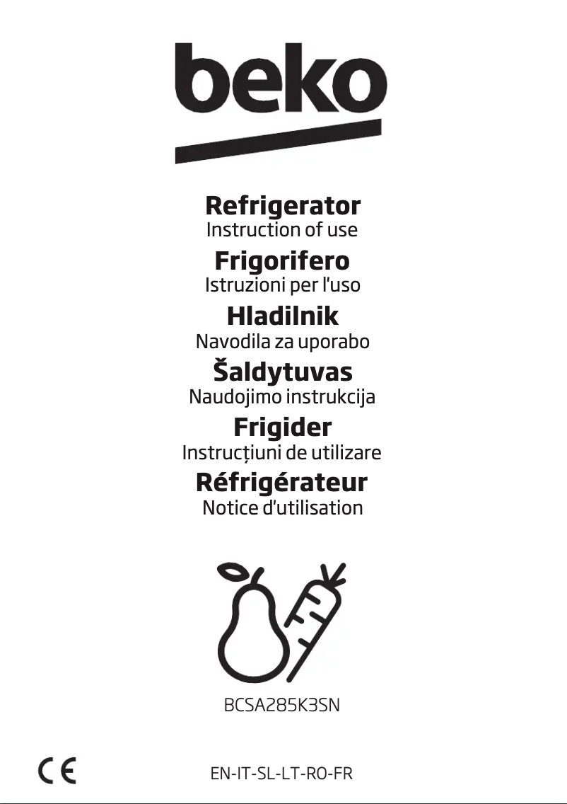Image de la première page du manuel de l'appareil BCSA285K3SN