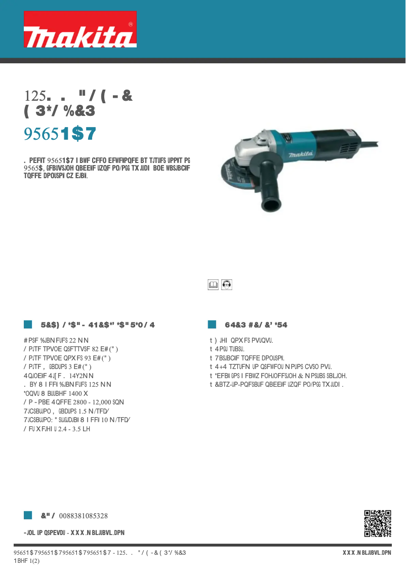 Page n°1 - Fiche technique Makita 9565PCV