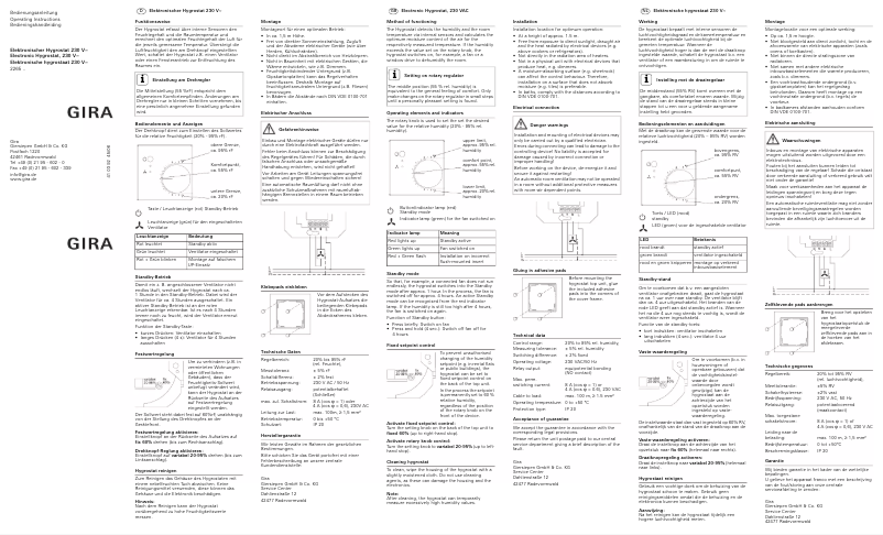 Page n°1 - Manuel utilisateur Gira 2265