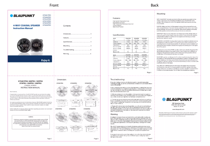 Image de la première page du manuel de l'appareil GTX401PRO