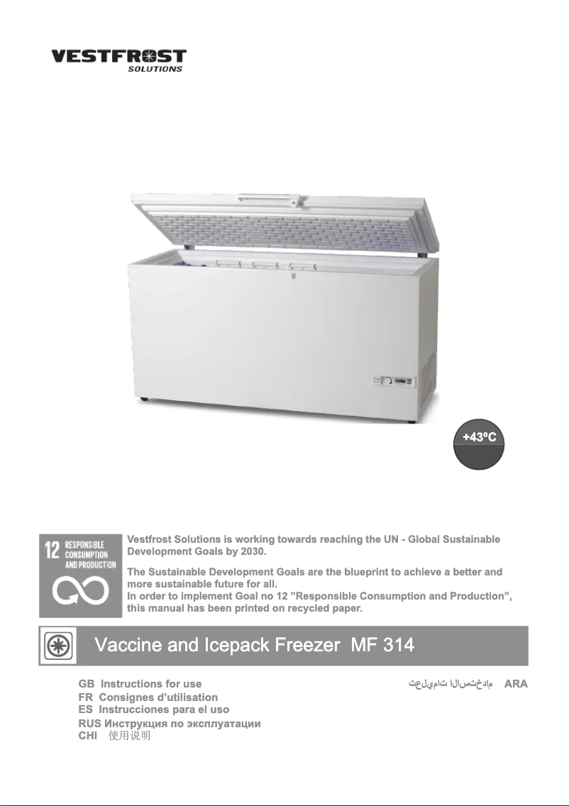 Page 1 de la notice Manuel utilisateur Vestfrost MF 314