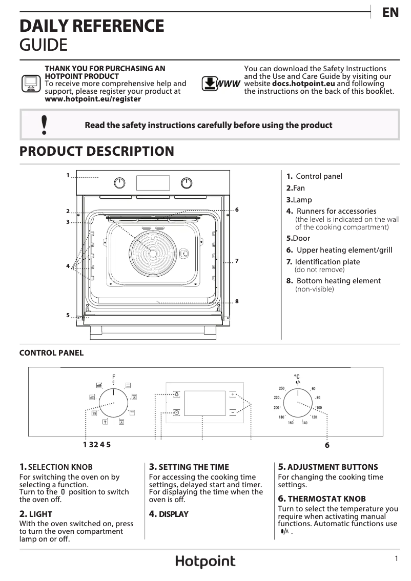 Page 1 de la notice Manuel utilisateur Hotpoint SA4 544 C IX