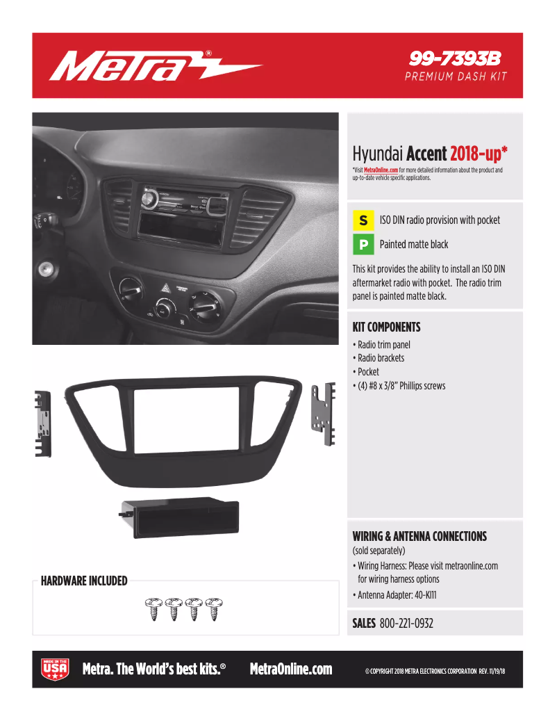 Page n°1 - Fiche technique Metra 99-7393B