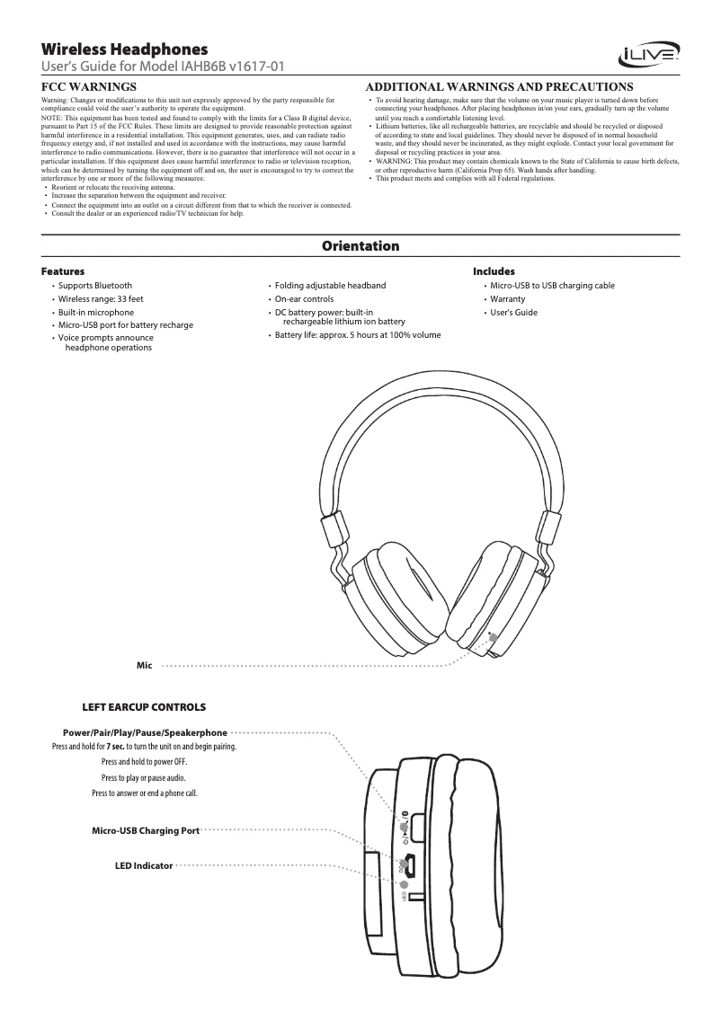 Page 1 de la notice Manuel utilisateur iLive IAHB6