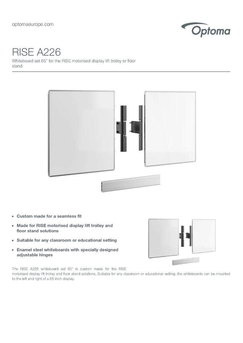 Page 1 de la notice Fiche technique Optoma RISE A226