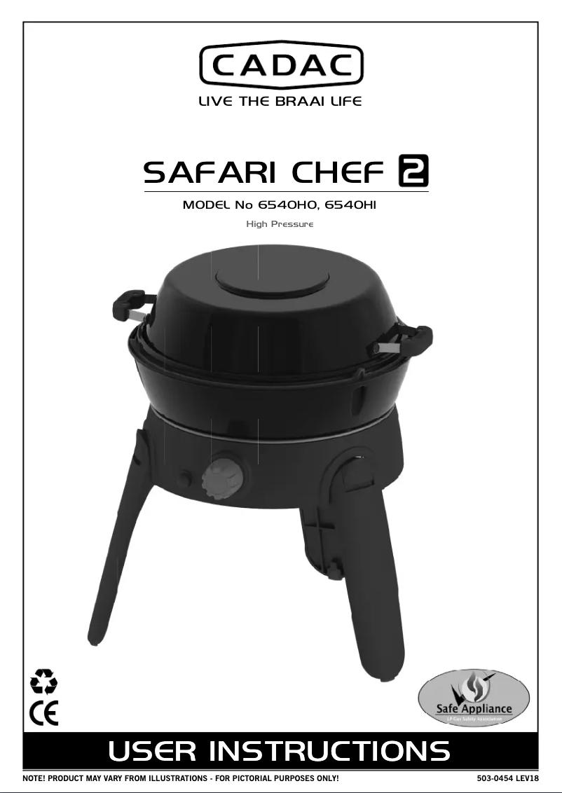 Image de la première page du manuel de l'appareil Safari Chef 2 Lite HP