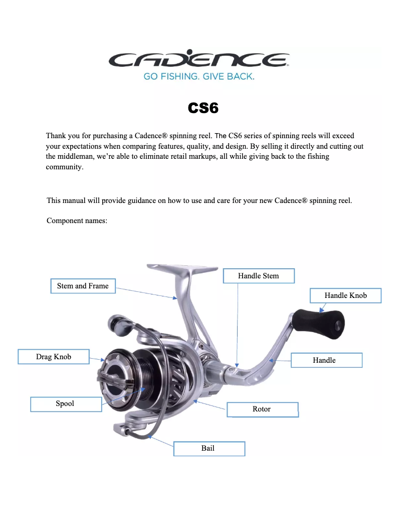 Page 1 de la notice Manuel utilisateur Cadence CS6