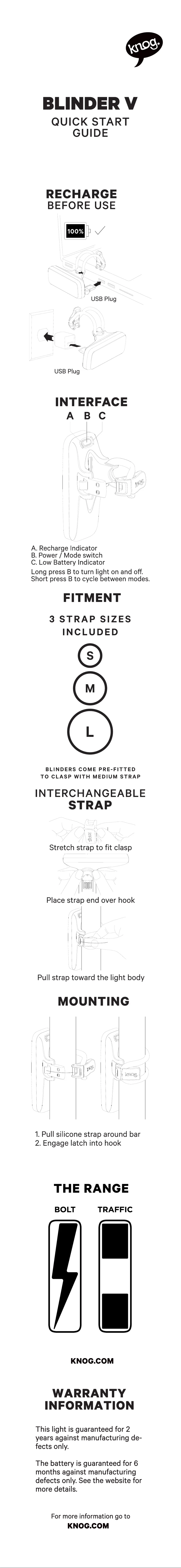 Page 1 de la notice Manuel utilisateur Knog Blinder V Bolt