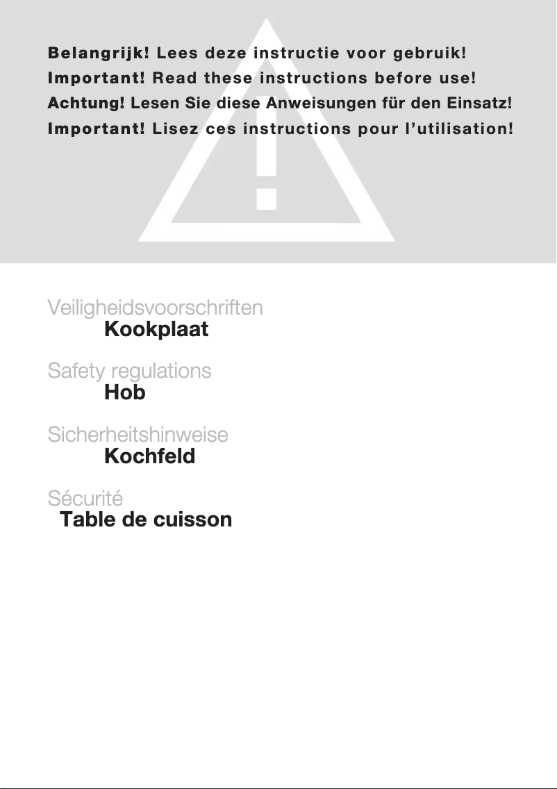 Page 1 de la notice Instructions de sécurité Atag TY6011MUU