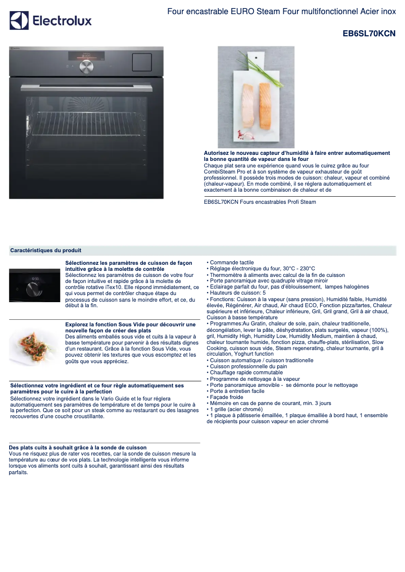 Page n°1 - Fiche technique Electrolux EB6SL70KCN