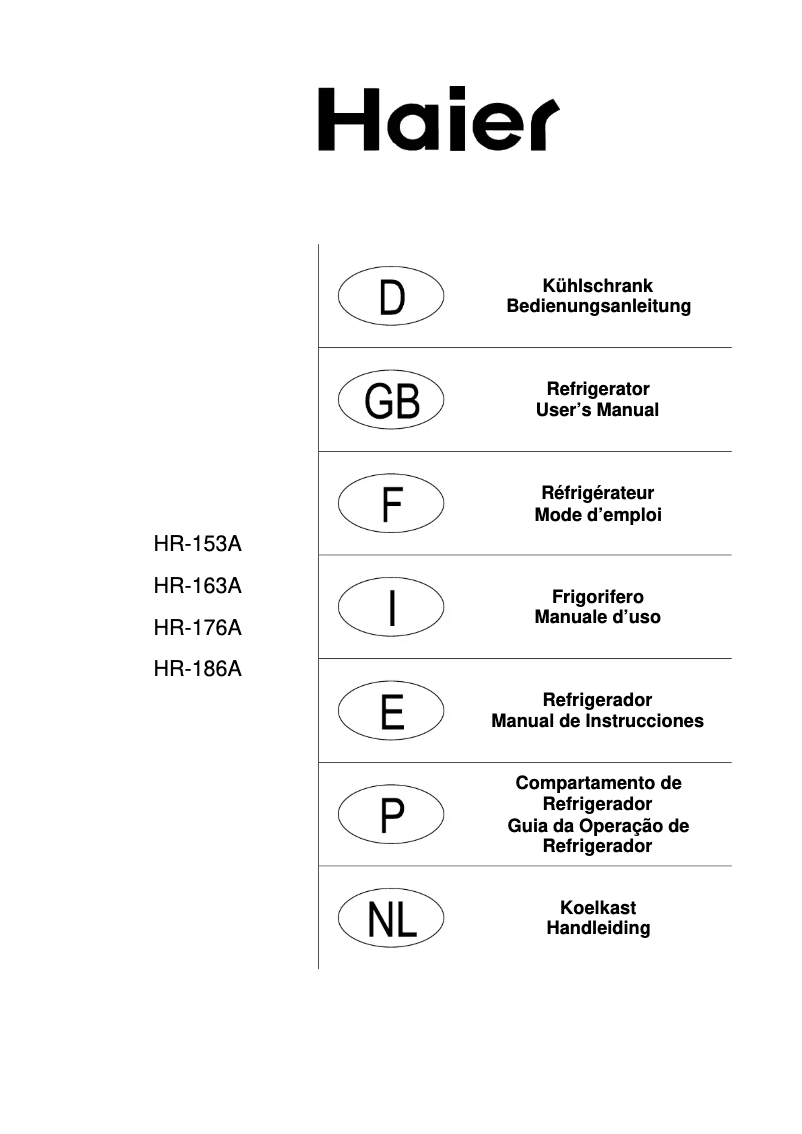Page 1 de la notice Manuel utilisateur Haier HRN-176AA