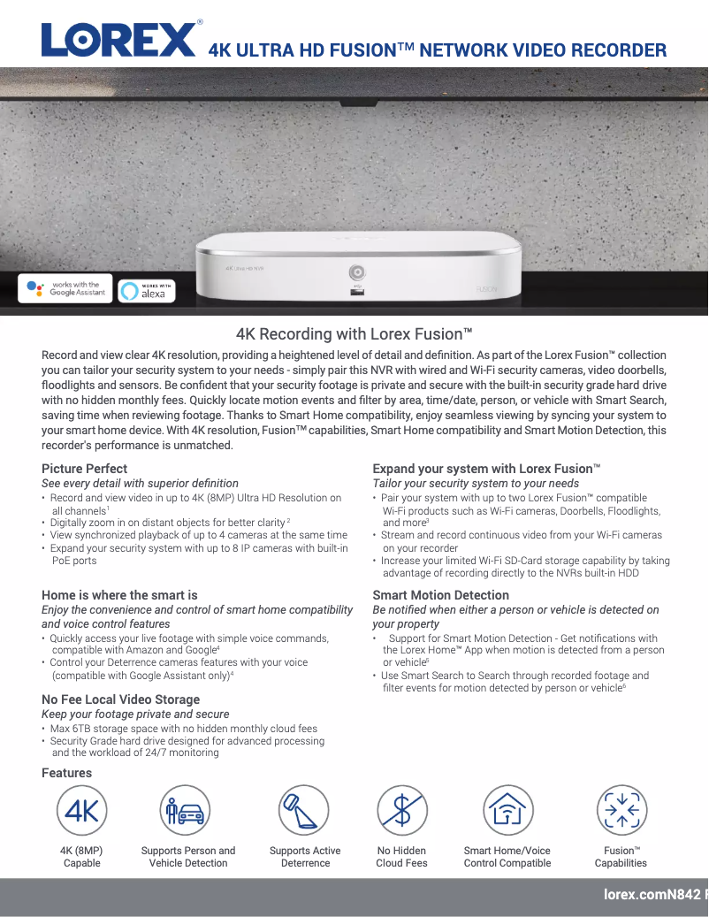 Page 1 de la notice Fiche technique Lorex E892AB-Z4