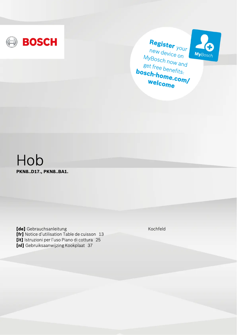 Page n°1 - Manuel utilisateur Bosch PKN811D17E