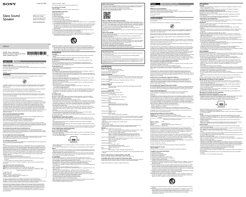 Page n°1 - Manuel utilisateur Sony LSPX-S2