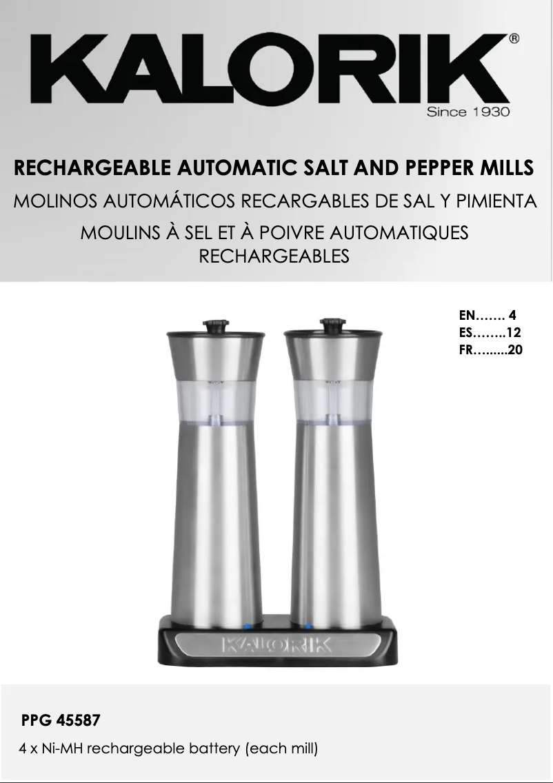 Imagen de la primera página del manual del dispositivo PPG 45587