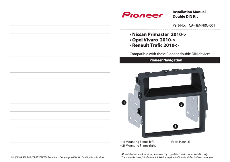 Página 1 del manual Manual de usuario Pioneer CA-HM-NRO.001