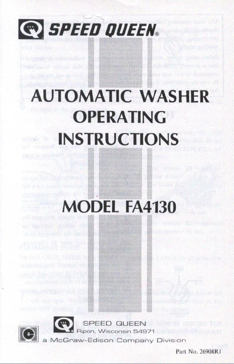 Page n°1 - Manuel utilisateur Speed Queen FA4130
