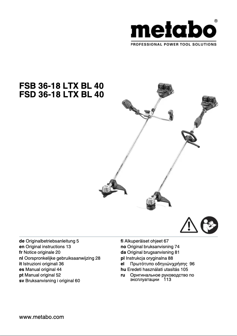Page n°1 - Manuel utilisateur Metabo FSB 36-18 LTX BL 40