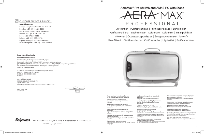 Page n°1 - Manuel utilisateur Fellowes AeraMax Pro AM 4S
