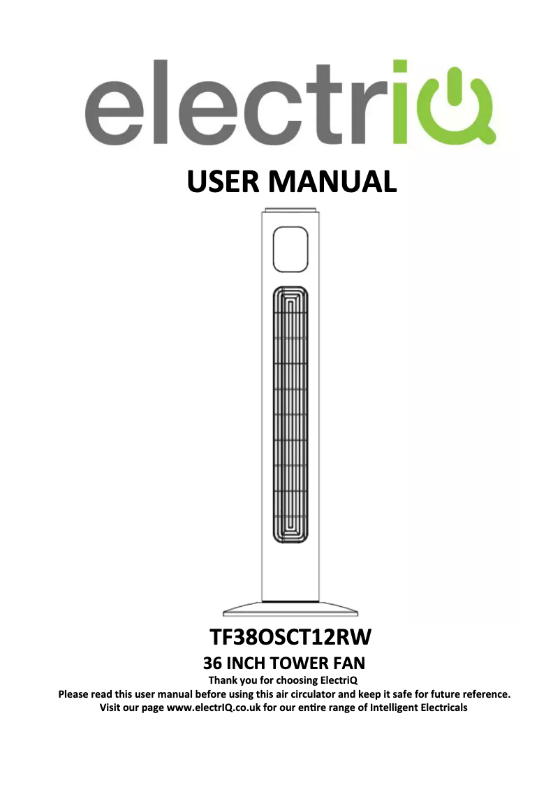 Page n°1 - Manuel utilisateur ElectriQ TF38OSCT12RW