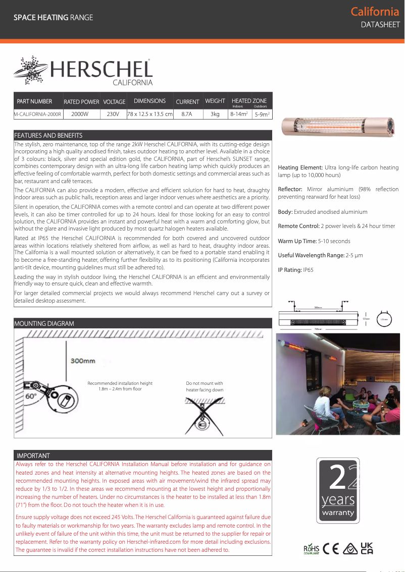 Page n°1 - Fiche technique Herschel California