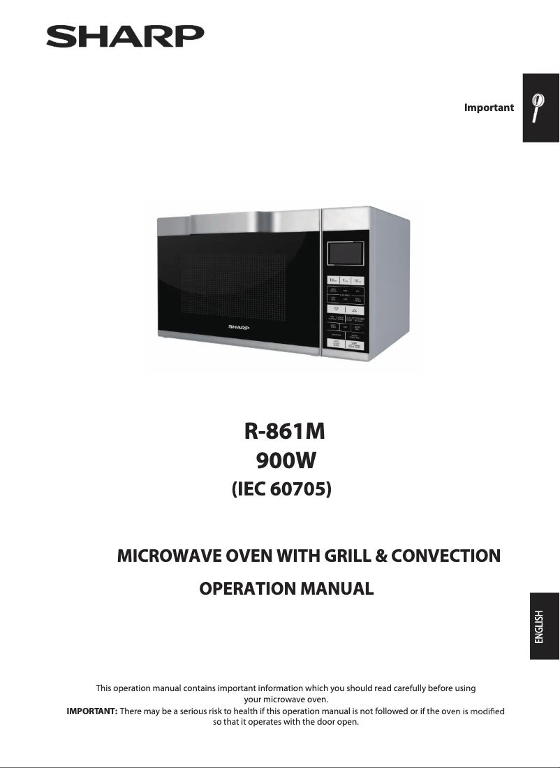 Page 1 de la notice Manuel utilisateur Sharp R-861M