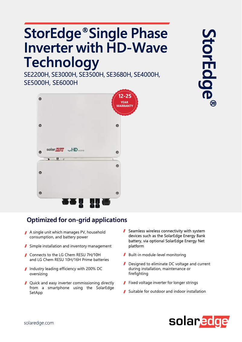 Página 1 del manual Ficha técnica SolarEdge SE3500H-RWS00BEO4
