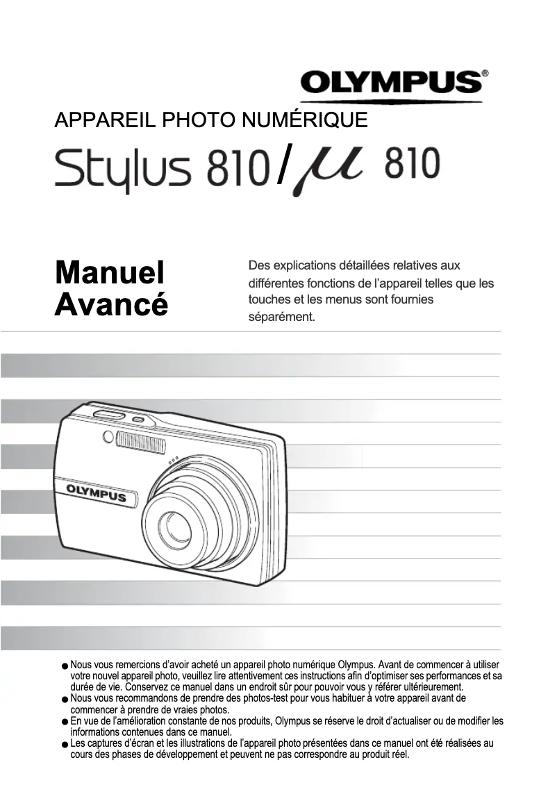 Image de la première page du manuel de l'appareil Stylus 810
