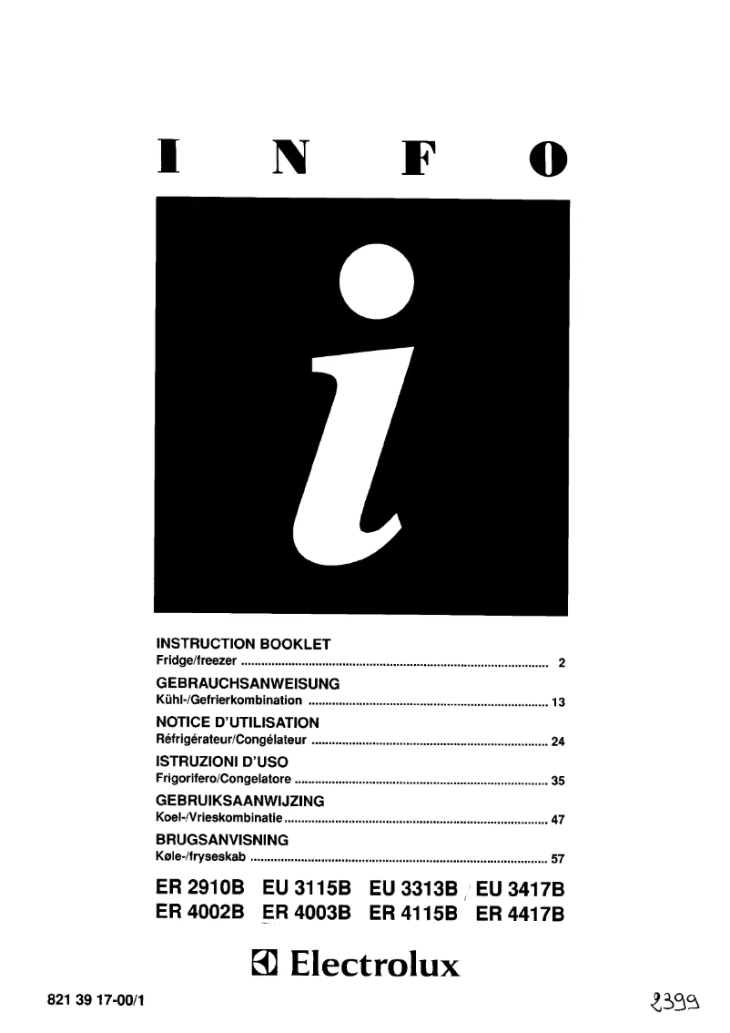 Page 1 de la notice Manuel utilisateur Electrolux ER 3417 B