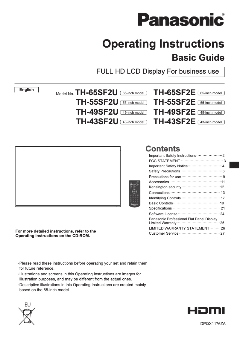 Image de la première page du manuel de l'appareil TH-55SF2U